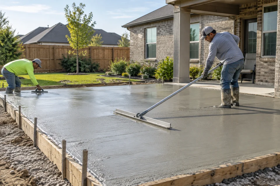 Illustrative view of a fresh North Texas concrete patio being professionally leveled